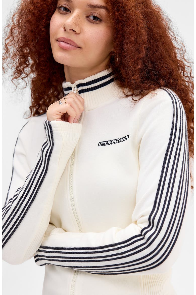 Trip Track Cotton Knit Full Zip Jacket, Alternate, color, WHITE