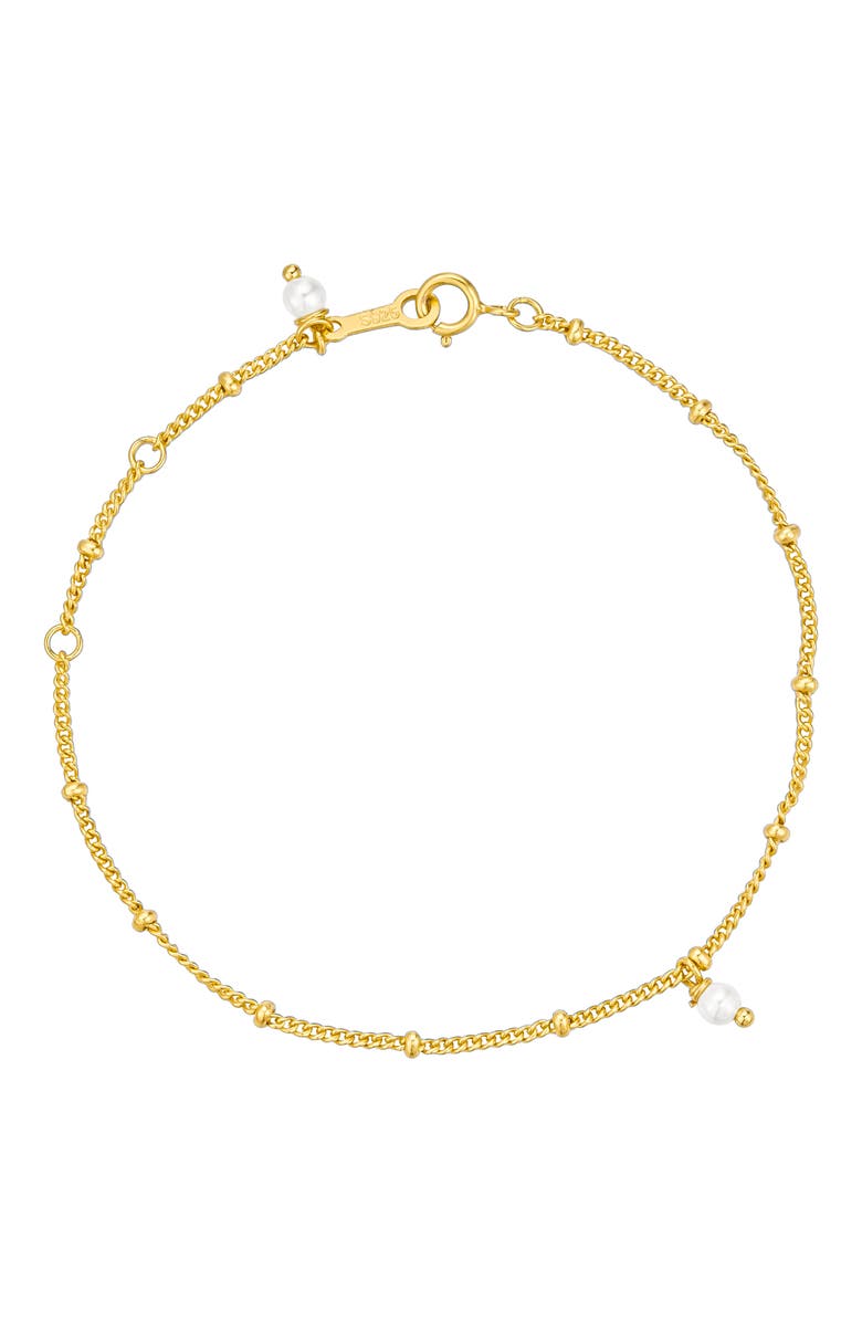 Untamed Petals Bijou Dainty Pearl Bracelet, Main, color, Gold