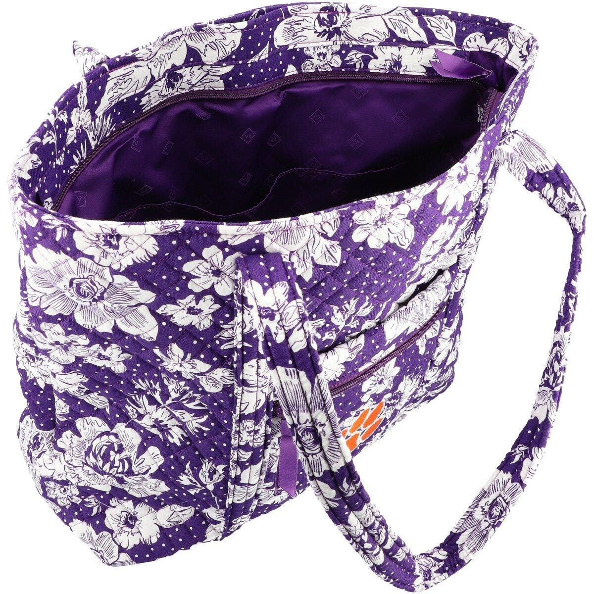 VERA BRADLEY Clemson Tigers Rain Garden Vera Tote Bag, Alternate, color, Purple
