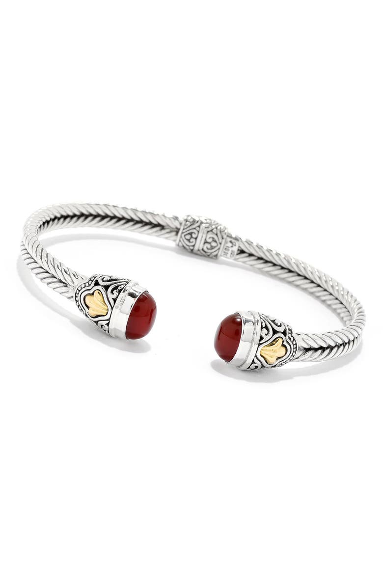 SAMUEL B. Sterling Silver & 18K Gold Carnelian Hinged Bangle Bracelet, Main, color, Red