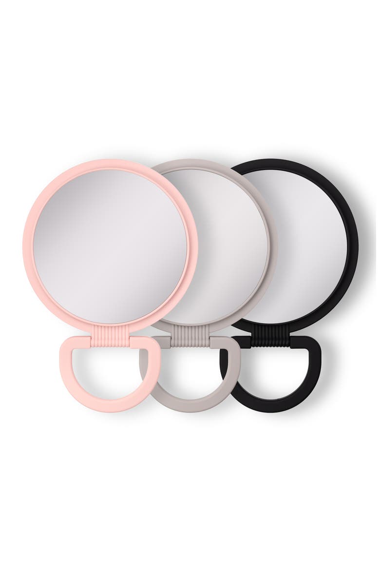 Dual-Sided Hanging Handheld Mirror in Soft-Touch, Alternate, color, Soft Touch Pink