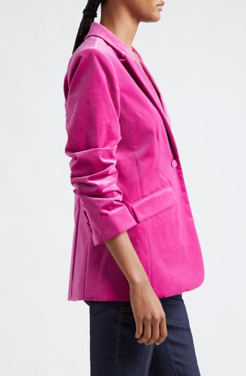 Cheyenne Ruched Sleeve Velveteen Blazer