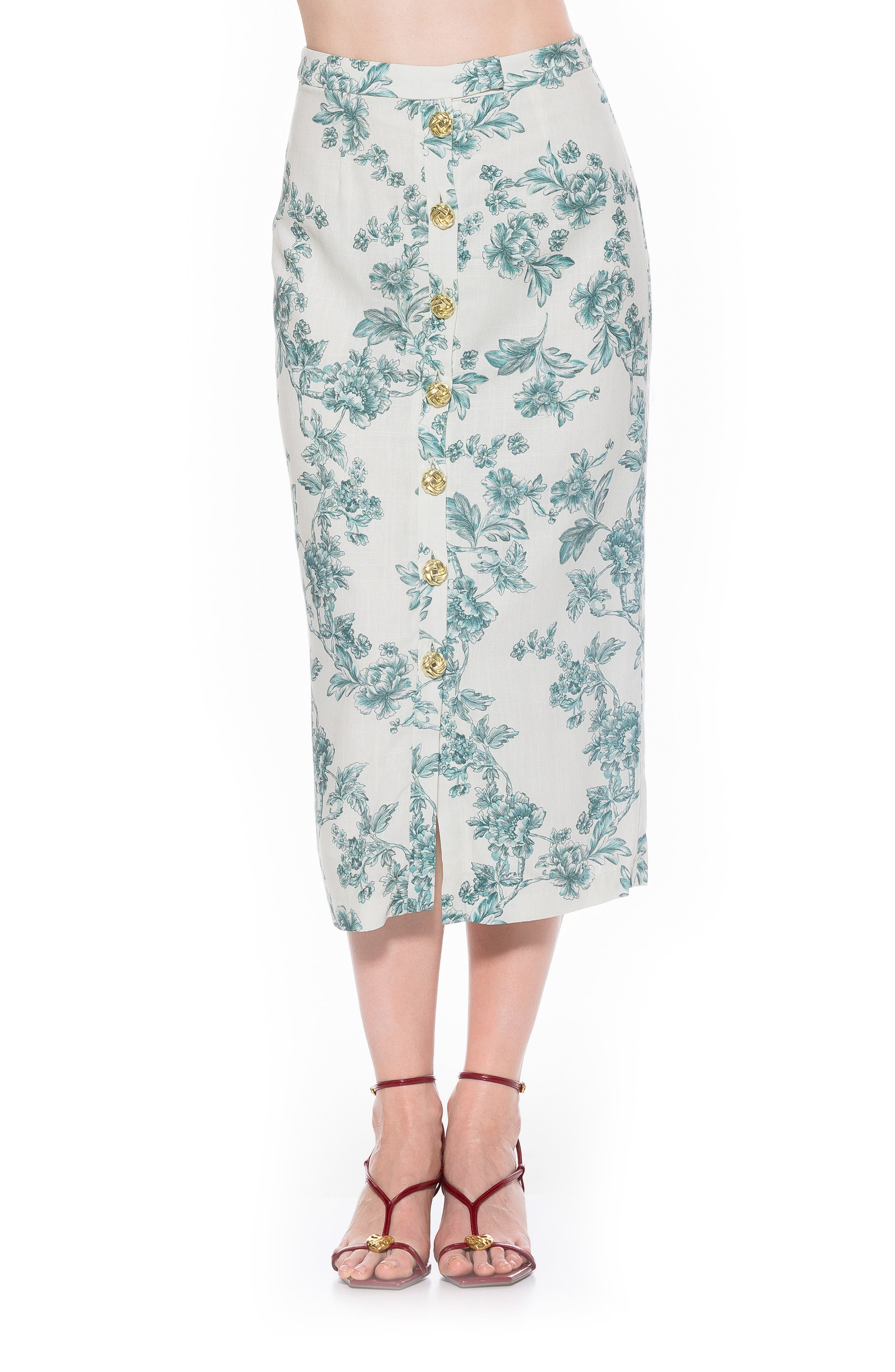 Alexia Admor Carla Button Front Midi Skirt