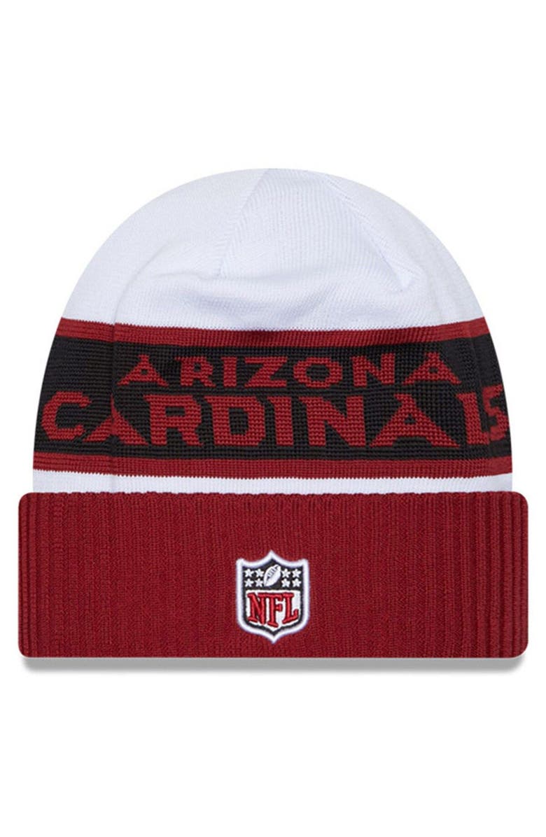 New Era Men's New Era  White/Cardinal Arizona Cardinals 2023 Sideline Tech Cuffed Knit Hat, Alternate, color, White