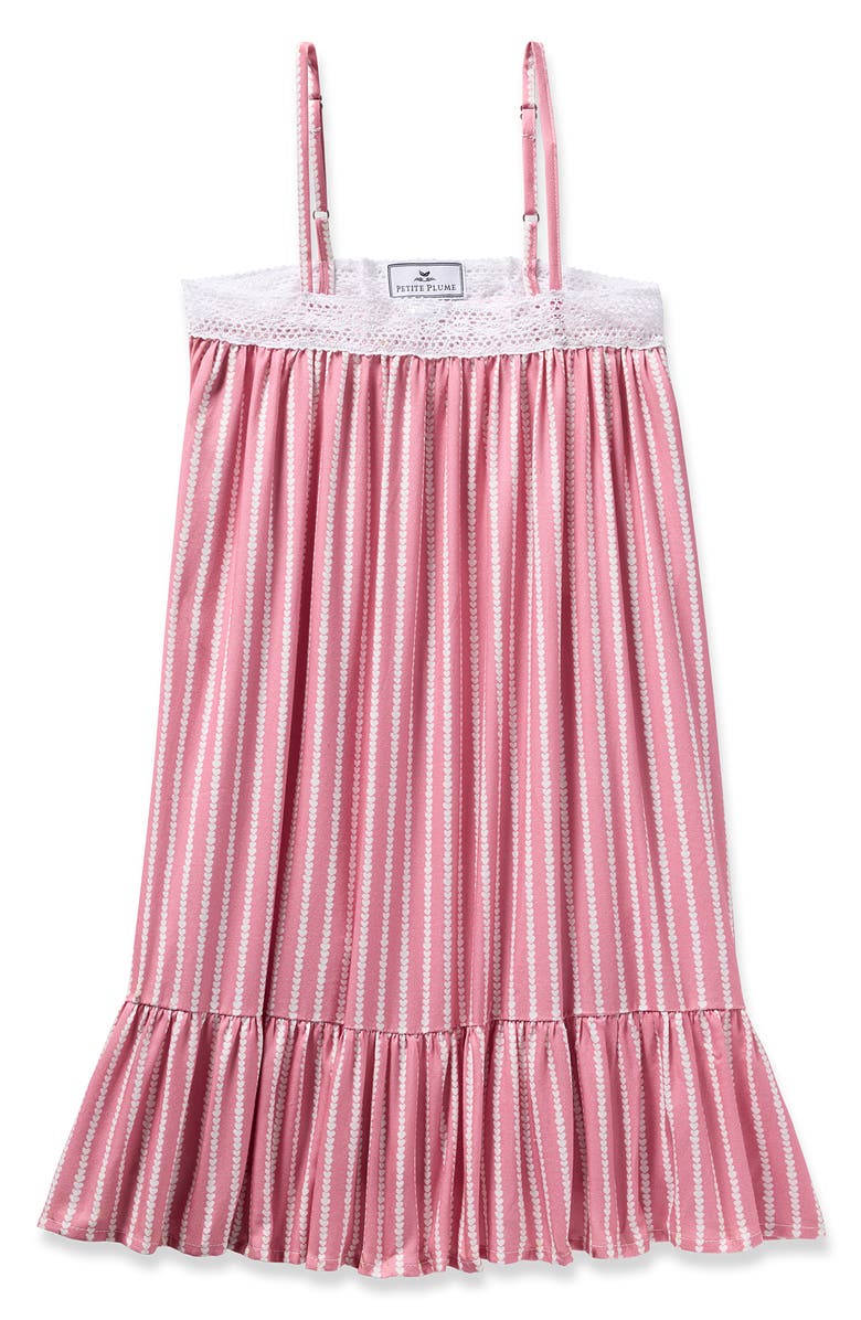 Petite Plume Kids' Lily Heart Print Twill Nightgown, Alternate, color, 