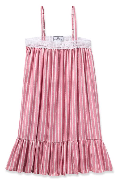 Petite Plume Kids' Lily Heart Print Twill Nightgown In Pink