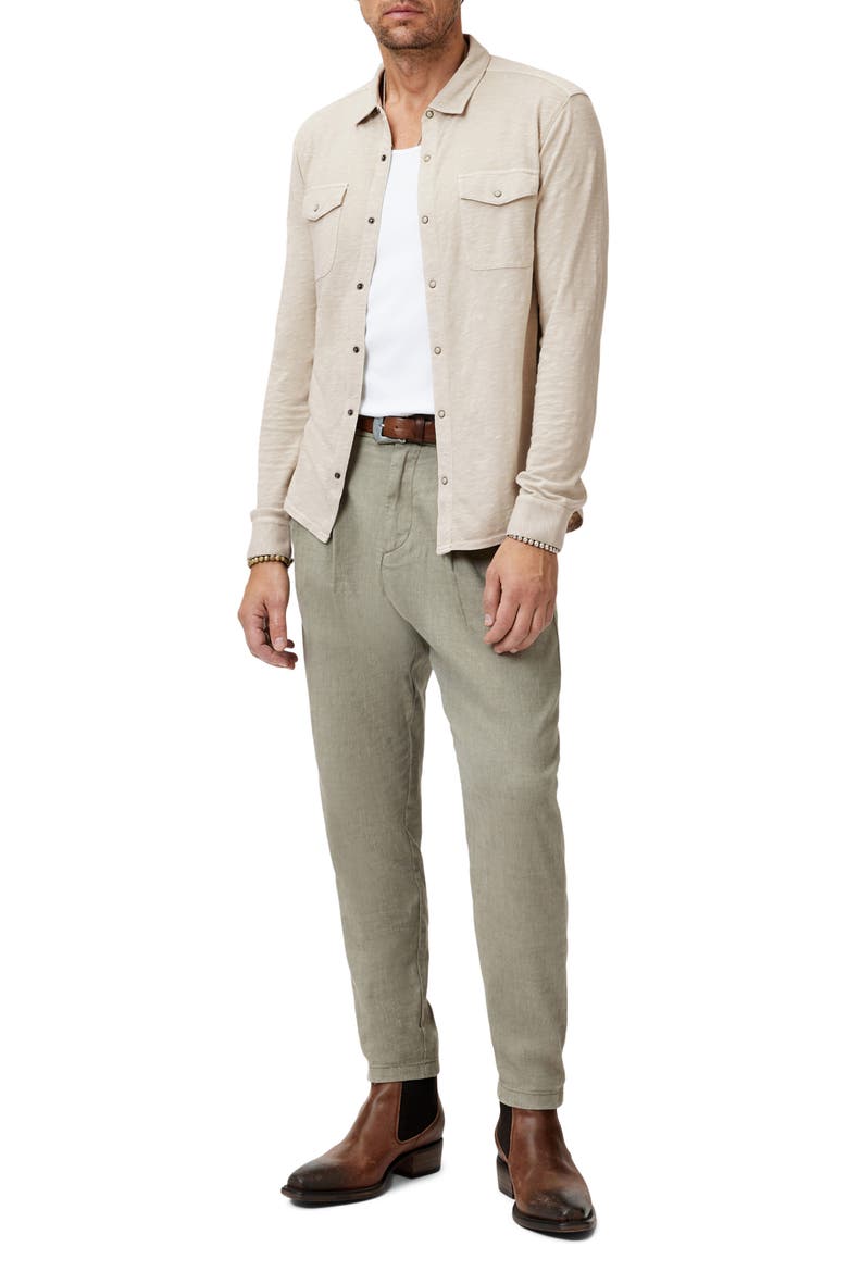 Avron Slub Organic Cotton Knit Snap-Up Western Shirt, Alternate, color, ALMOND