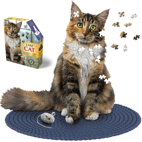 I Am Cat 550 Piece Puzzle Feline Shaped Animal Jigsaw, 30 X 30"