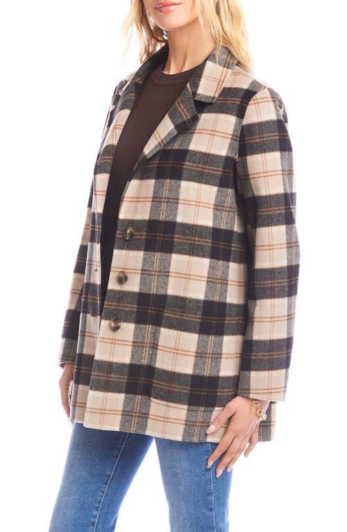 Karen Kane Oversize Plaid Brushed Wool Blend Blazer In Neutral