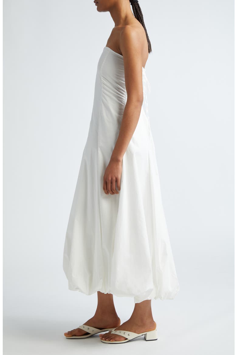 Globo Strapless Bubble Hem Midi Dress, Alternate, color, WHITE