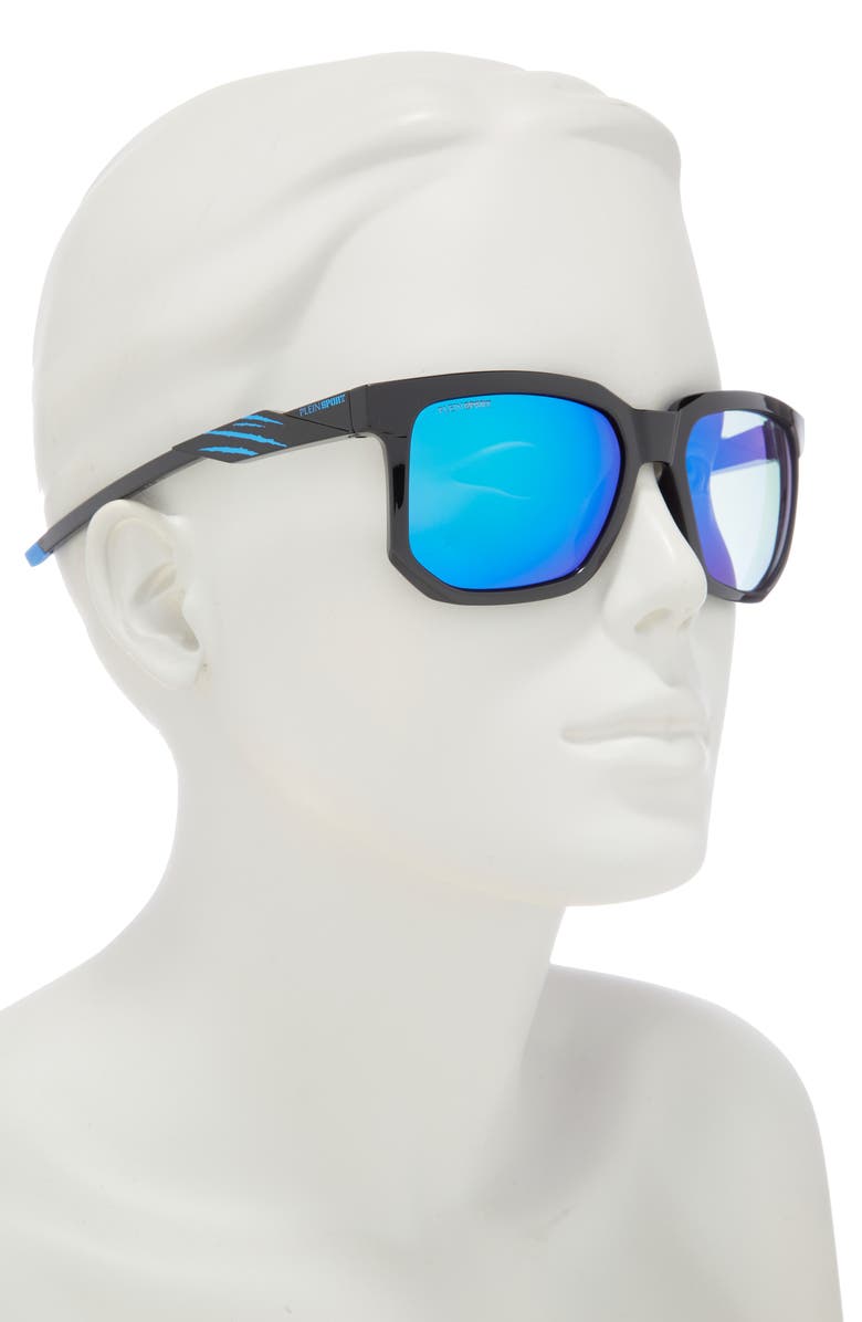 PHILIPP PLEIN Sport 56mm Square Sunglasses, Alternate, color, Black Black Blue