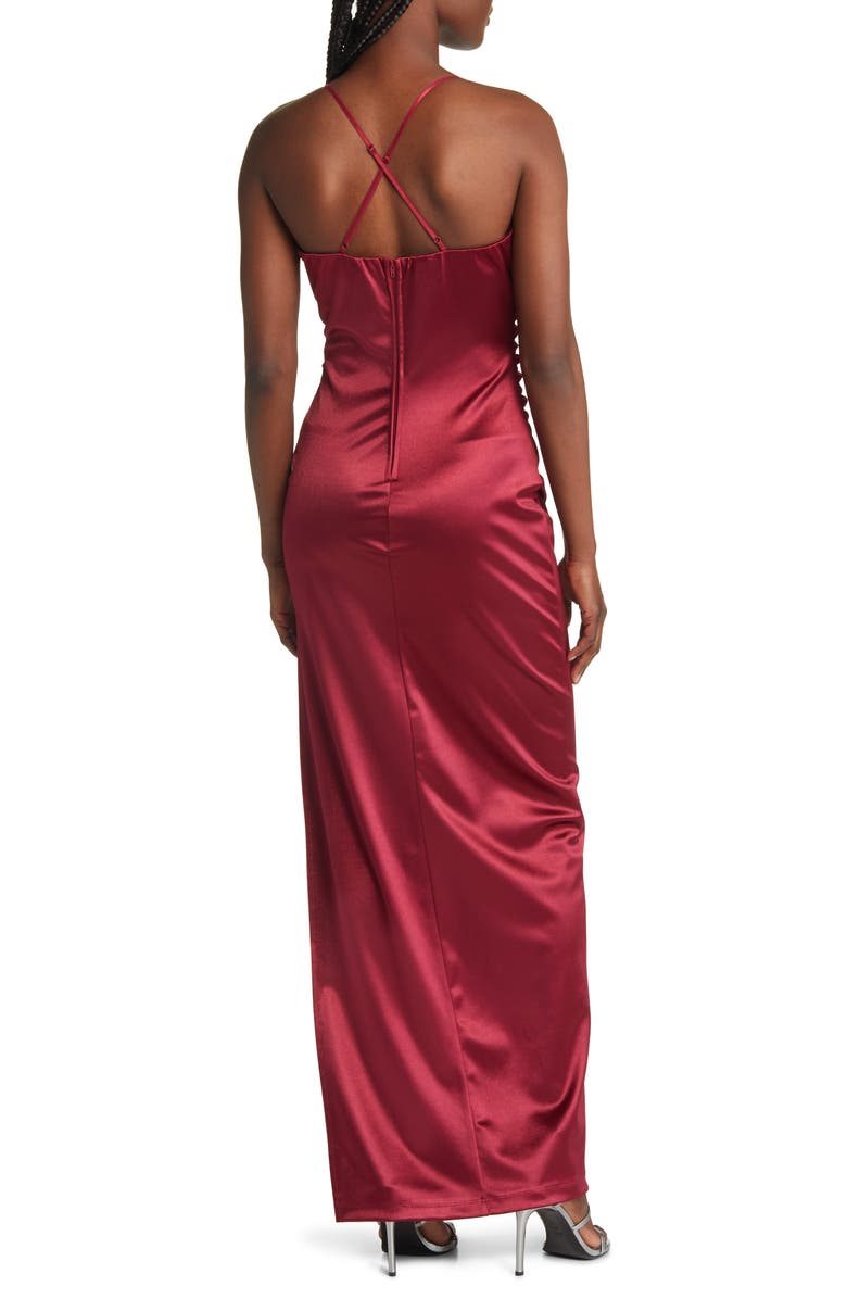 LNL Crossback Satin Gown, Alternate, color, 