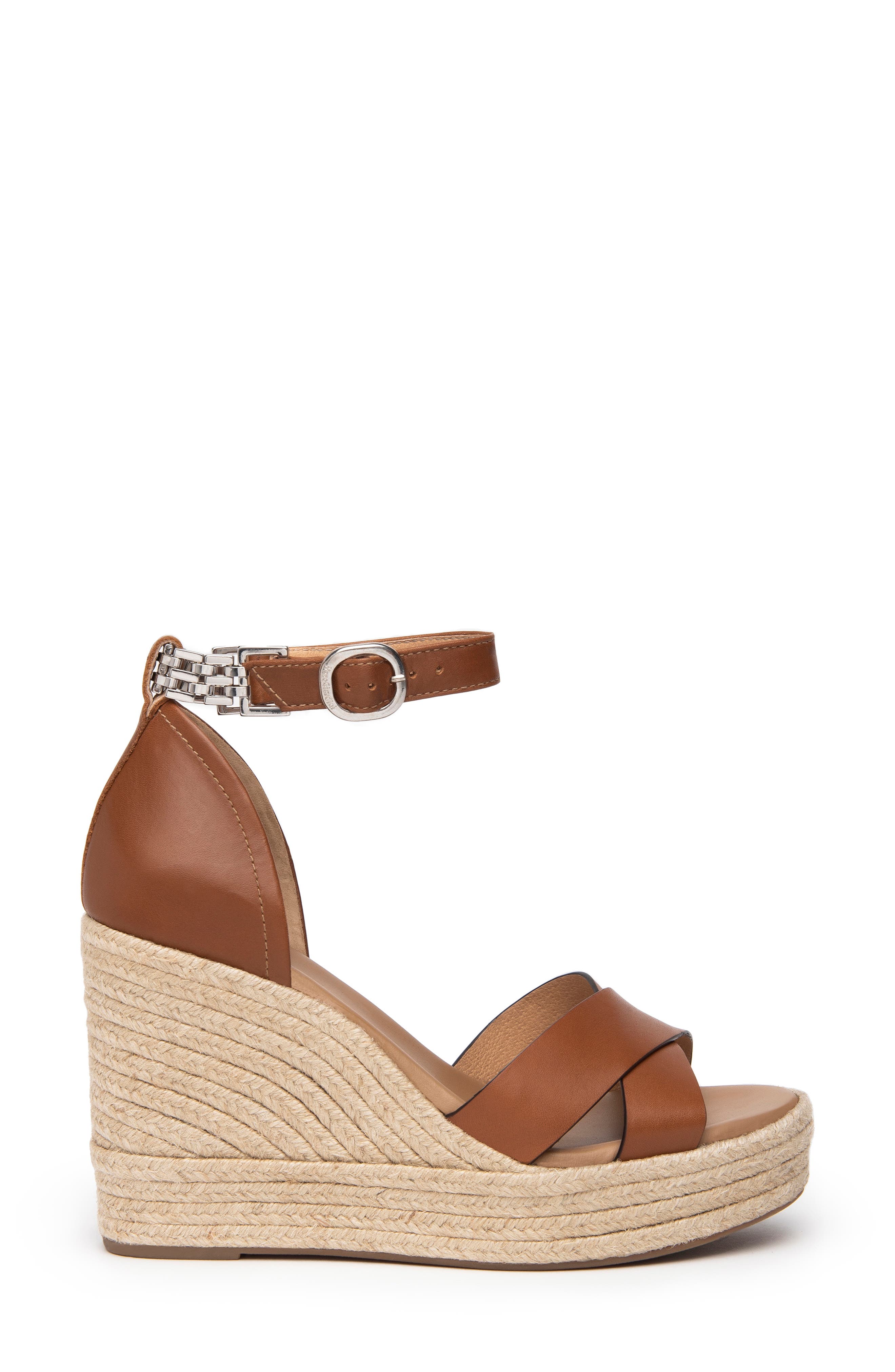 NeroGiardini Ankle Strap Espadrille Wedge Sandal, Alternate, color, Cognac