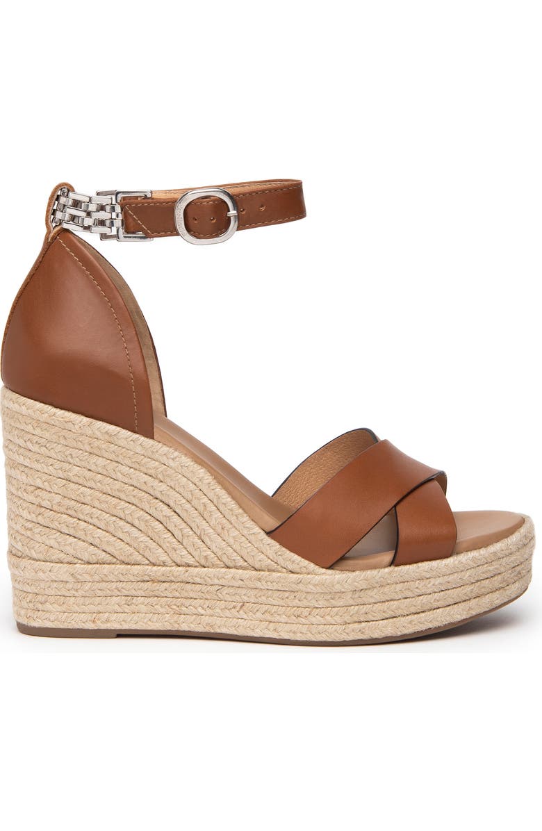 NeroGiardini Ankle Strap Espadrille Wedge Sandal, Alternate, color, Cognac
