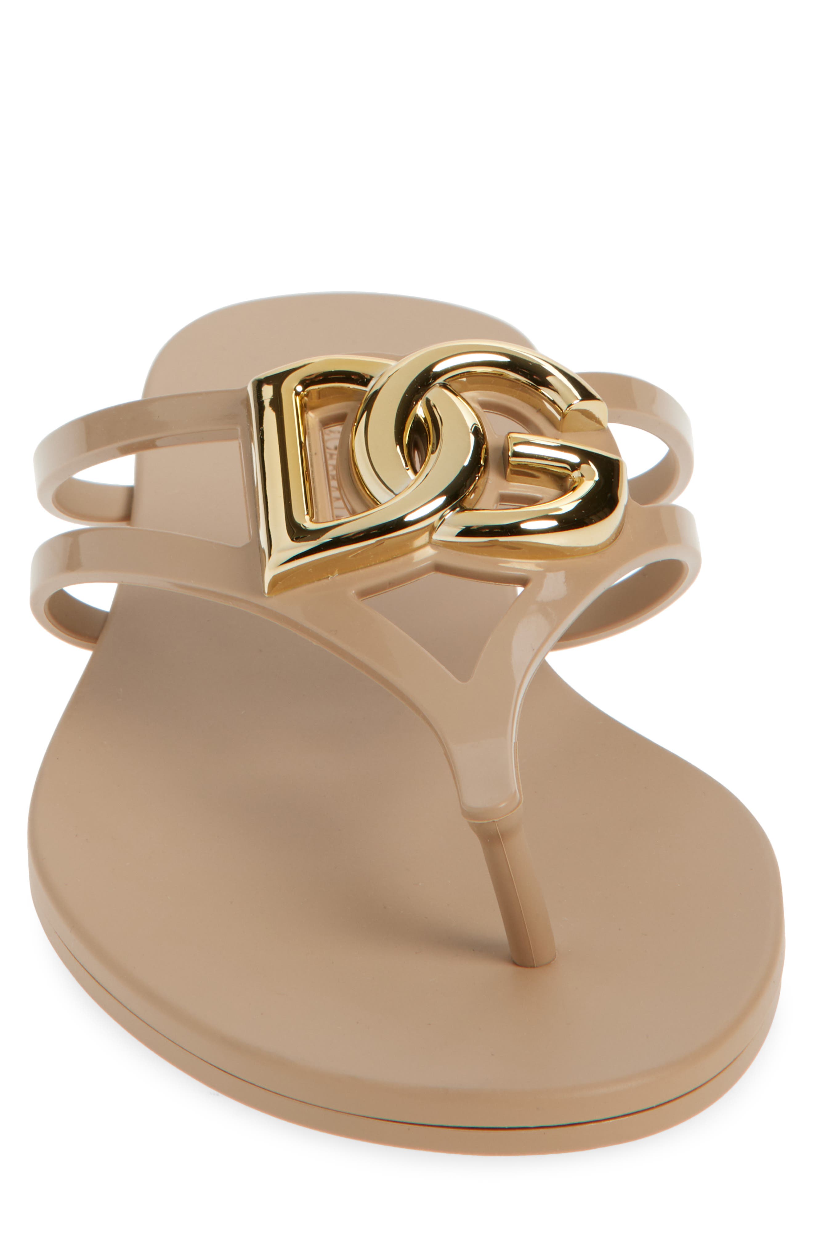Dolce&Gabbana Logo Flip Flop, Alternate, color, Cipria/ Oro