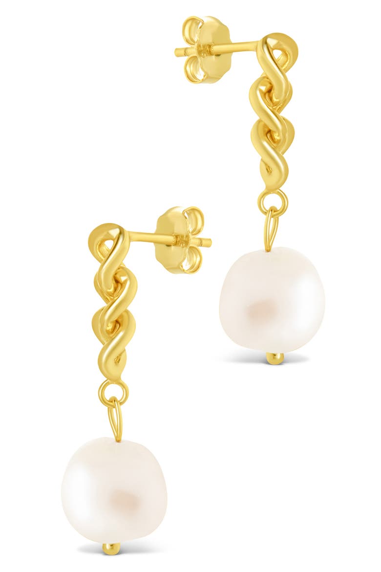 Priscilla Faux Pearl Crisscross Drop Earrings, Alternate, color, GOLD