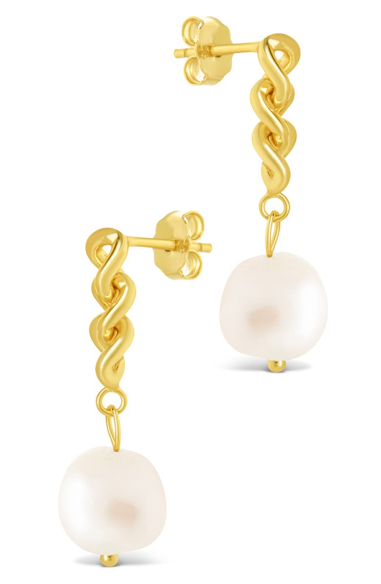 Sterling Forever Priscilla Faux Pearl Crisscross Drop Earrings, Alternate, color, Gold