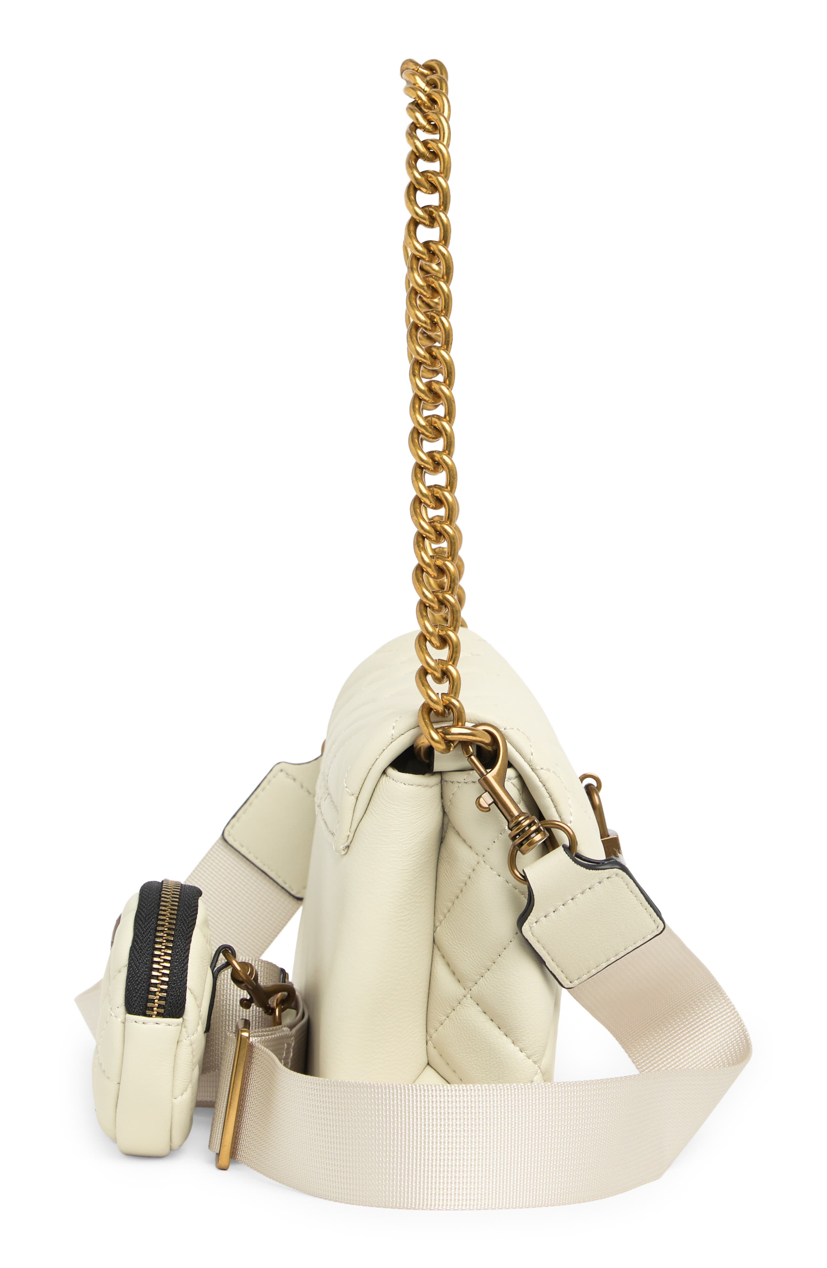 Kurt Geiger London Brixton Lock Convertible Crossbody Bag, Alternate, color, Bone