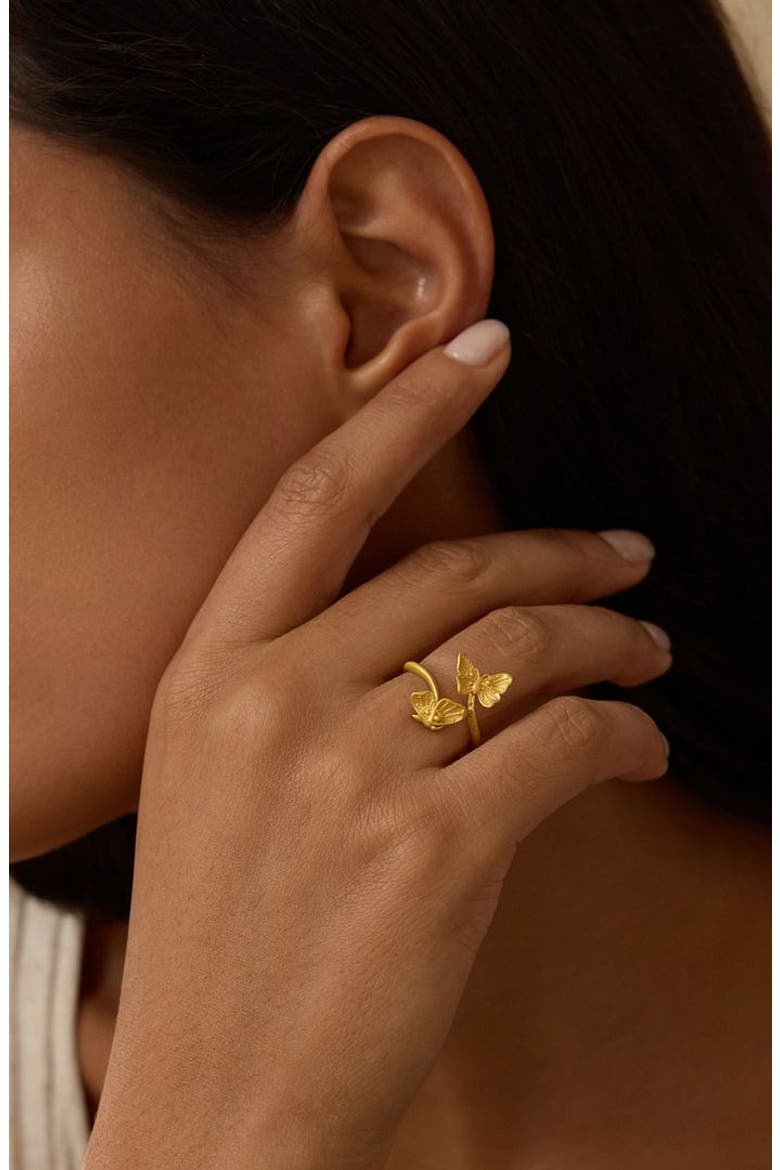 Freedom to Soar Adjustable Butterfly Ring, Alternate, color, Gold