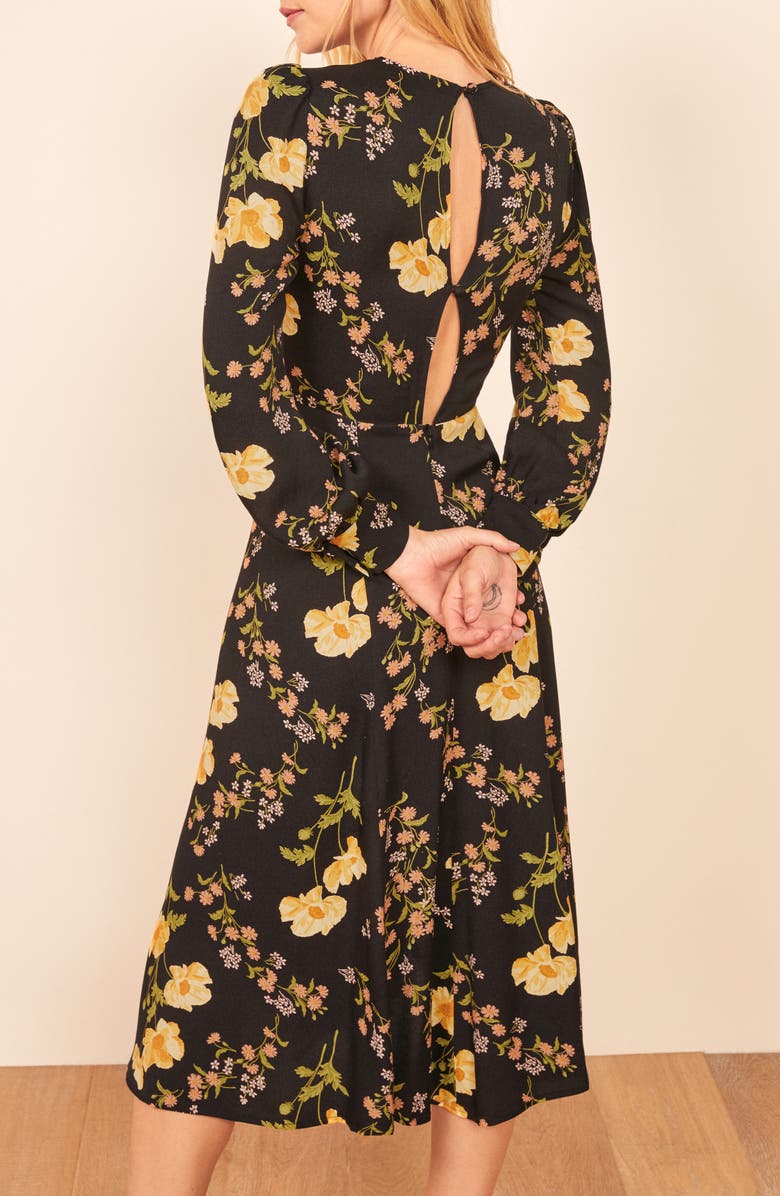 Reformation Creed Print Long Sleeve Midi Dress, Alternate, color, 