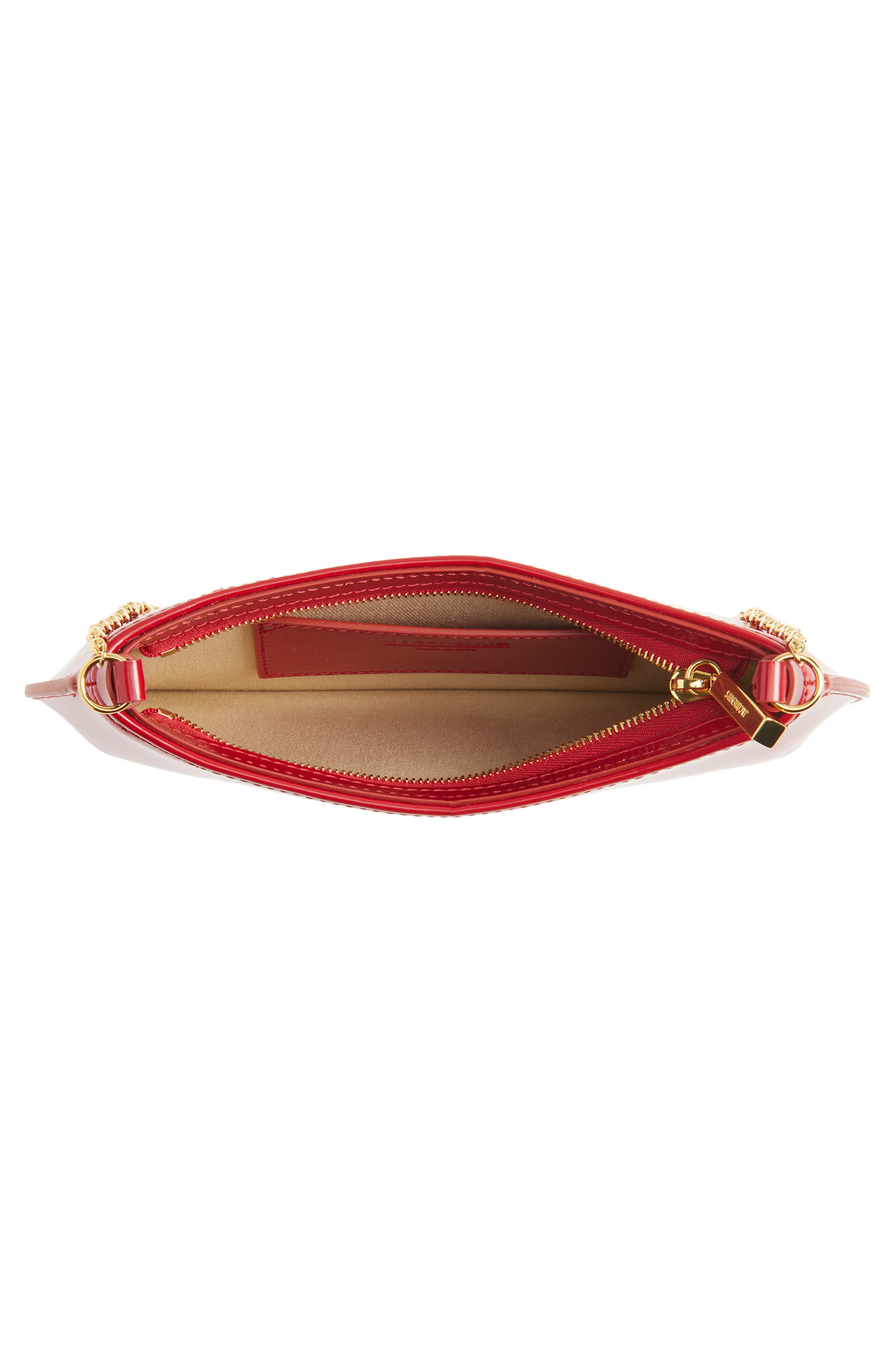 Jacquemus Le Petit Bisou Chaine Patent Shoulder Bag, Alternate, color, Red / Gold 47G