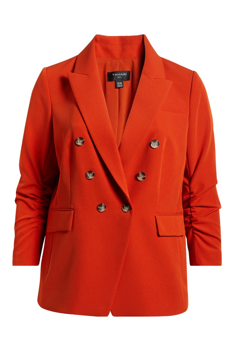 Ruched Sleeve Jacket, Alternate, color, PERSIMMON