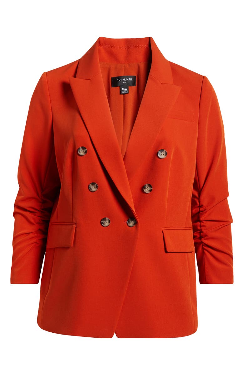 Tahari ASL Ruched Sleeve Jacket, Alternate, color, Persimmon