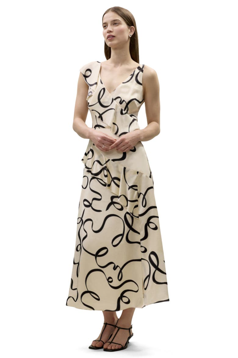 Hollis Satin Ribbon Dress, Alternate, color, Ribbon Print