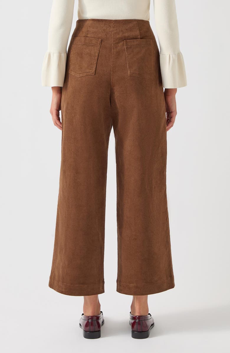 LK Bennett Hans Wide Leg Corduroy Pants, Alternate, color, Chocolate