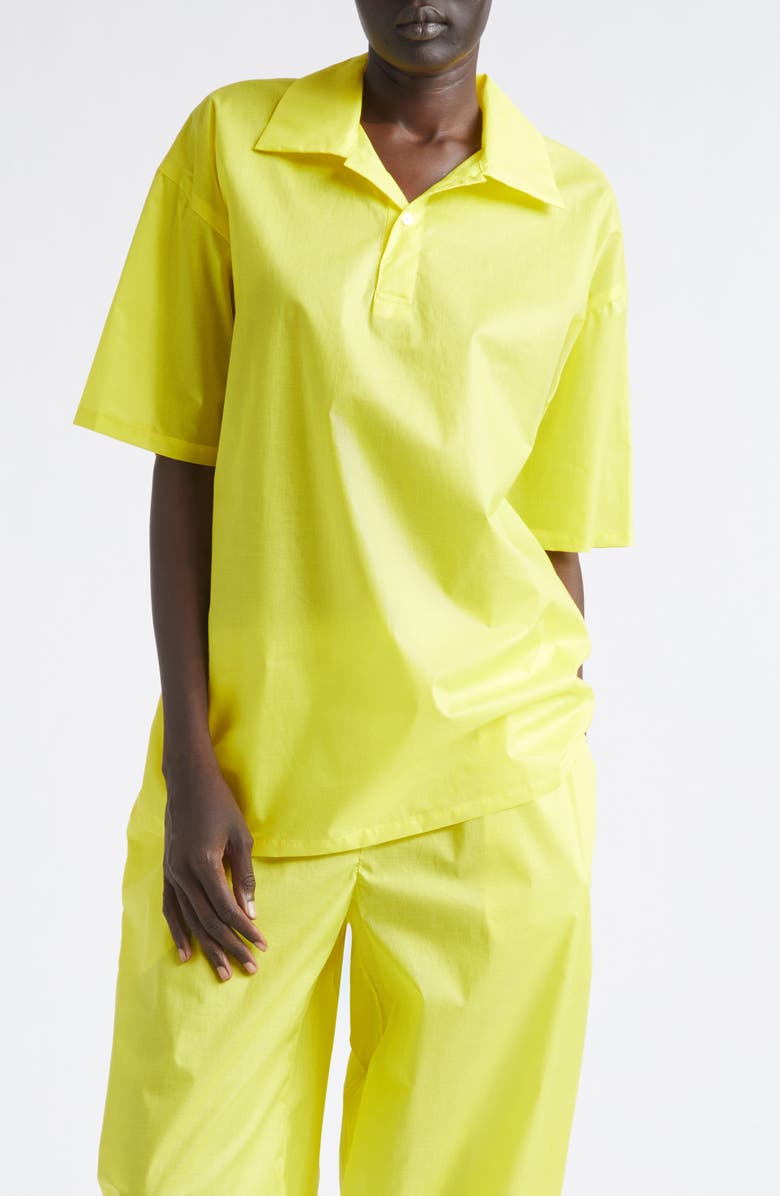 COMING OF AGE Oversize Cotton Polo Top, Main, color, Sunshine Cotton