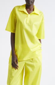 COMING OF AGE Oversize Cotton Polo Top