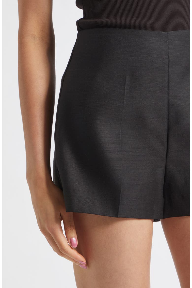Saskia Wool & Silk Shorts, Alternate, color, BLACK