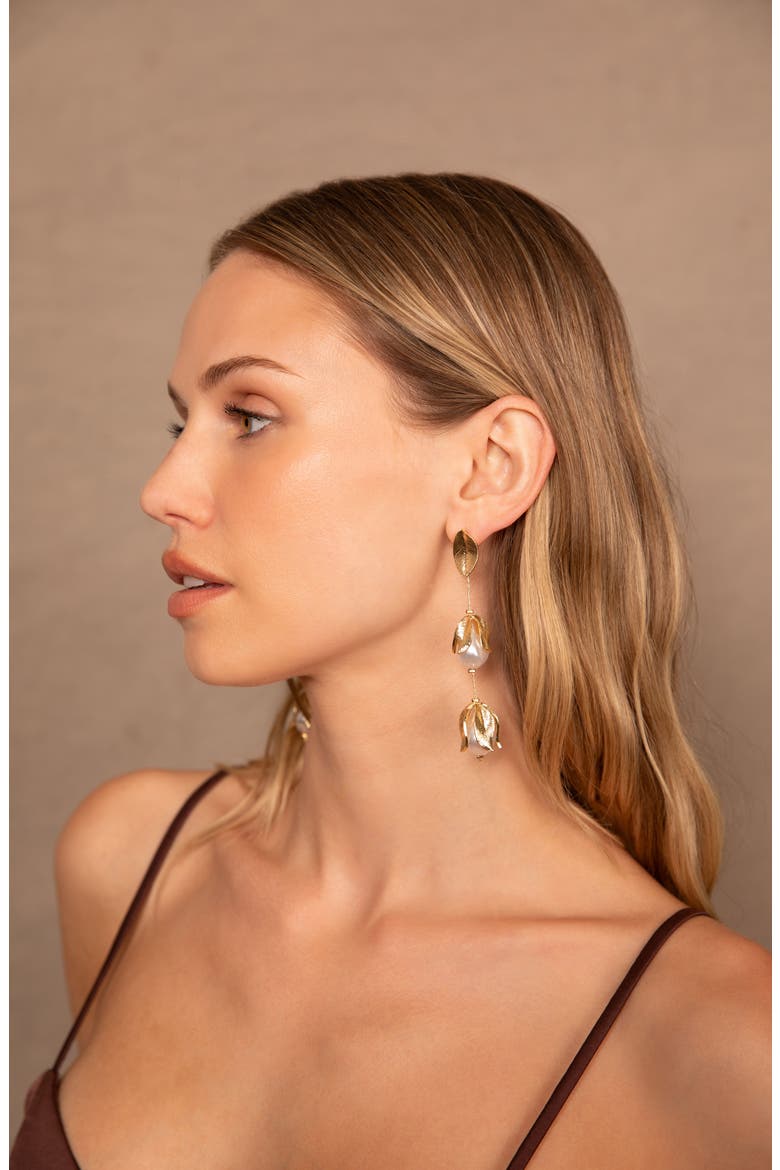 Falcao Linear Drop Earrings, Alternate, color, GOLD