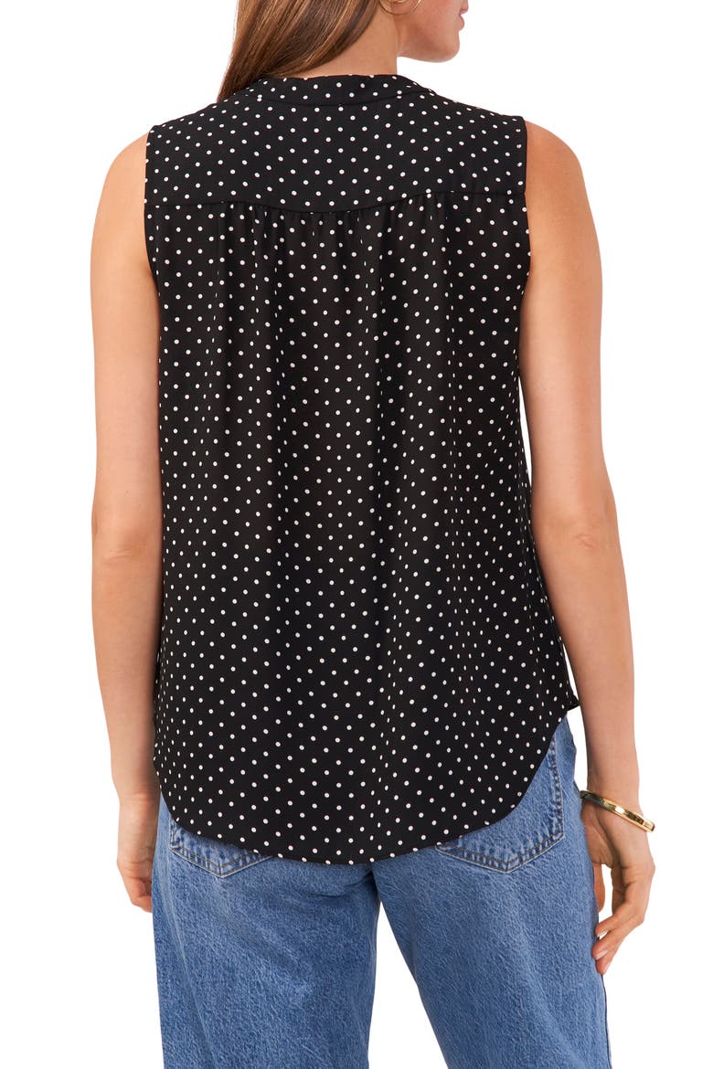 Polka Dot Sleeveless Blouse, Alternate, color, RICH BLACK