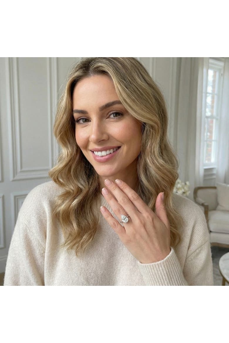 Certified 3Ct Pear Shape Solitaire Diamond Engagement Ring 6-Prong Lab Grown, Alternate, color, 14k White Gold