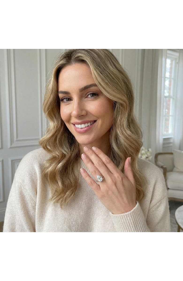 Bliss Diamond Certified 3Ct Pear Shape Solitaire Diamond Engagement Ring 6-Prong Lab Grown, Alternate, color, 14K White Gold