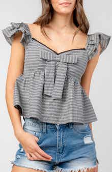 Ruffled Sleeve Babydoll Top