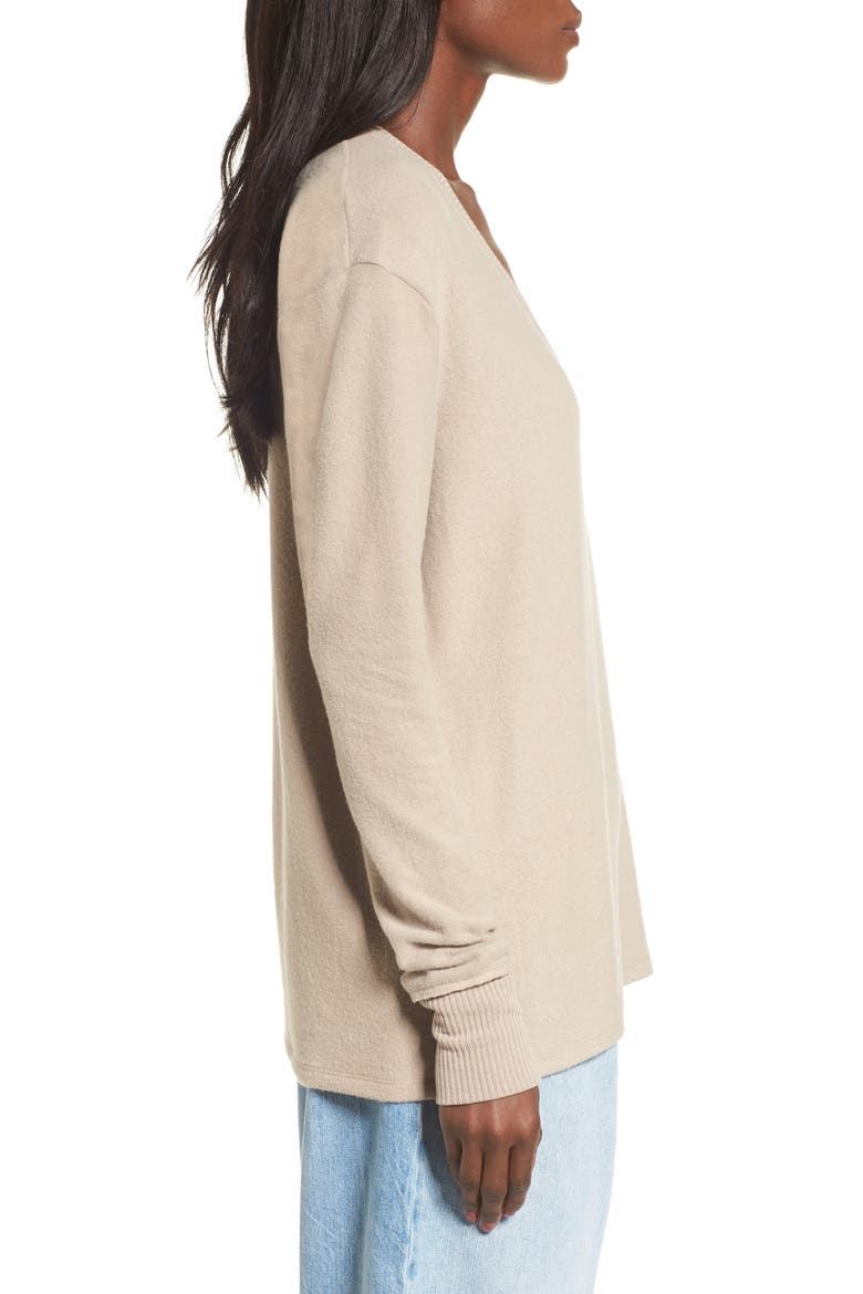 V-Neck Pullover, Alternate, color, TAN OXFORD