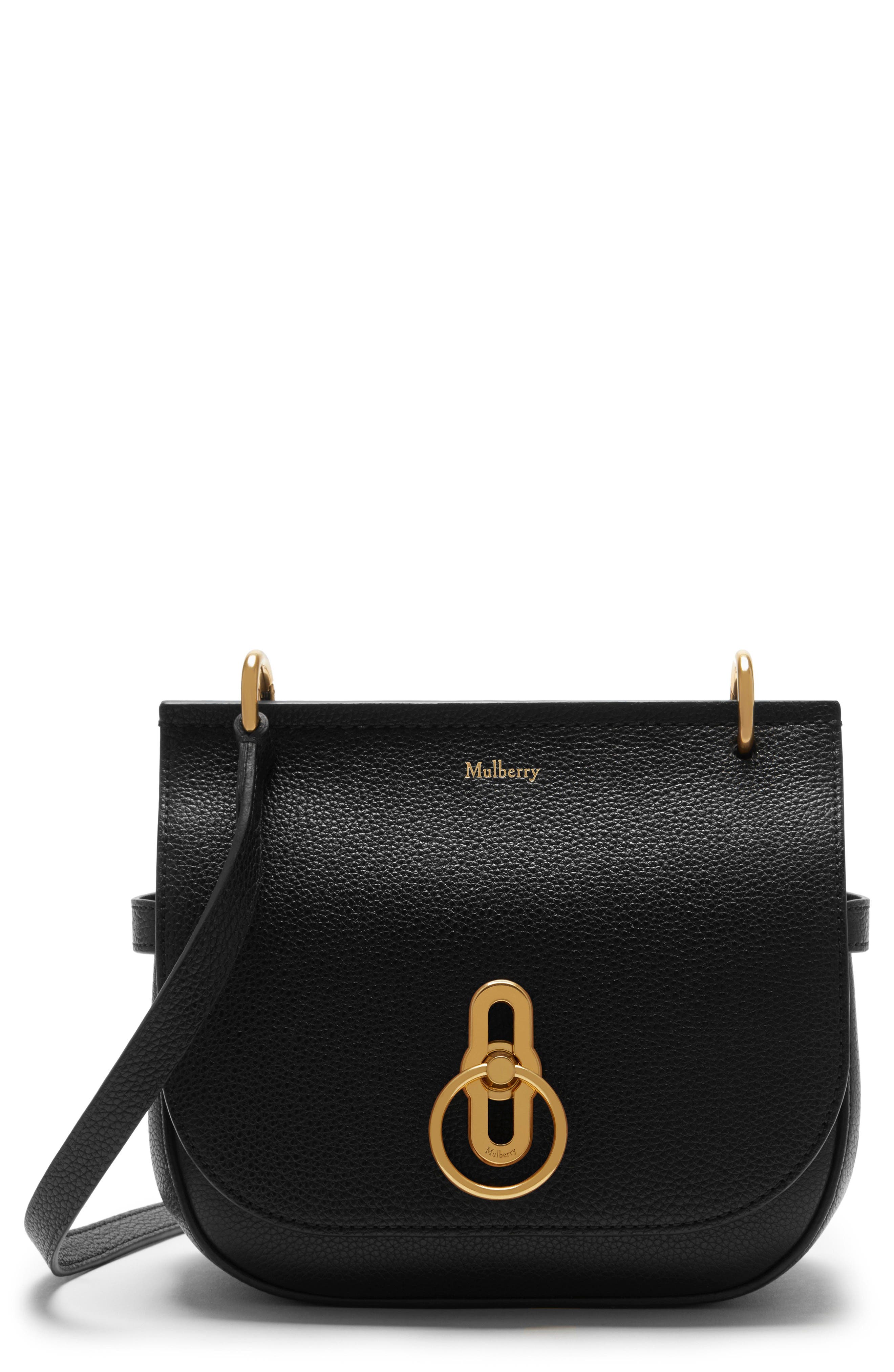 Mulberry Small Amberley Leather Satchel, Main, color, Black
