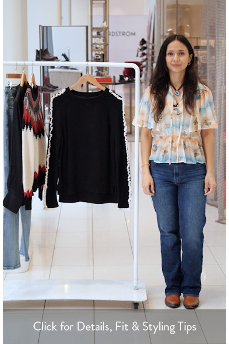 Ruffle Trim Cotton Blend Sweater video