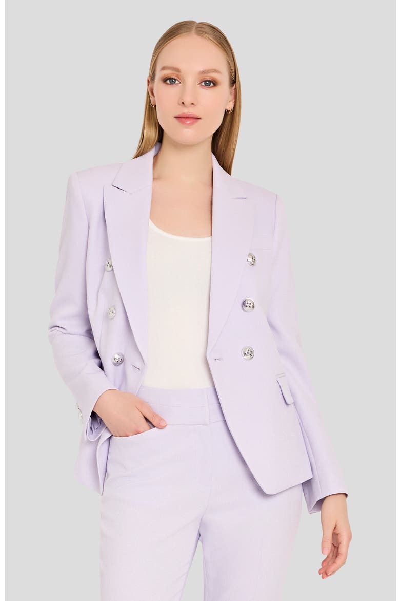 Double Breasted Twill Blazer, Alternate, color, SOFT VIOLET