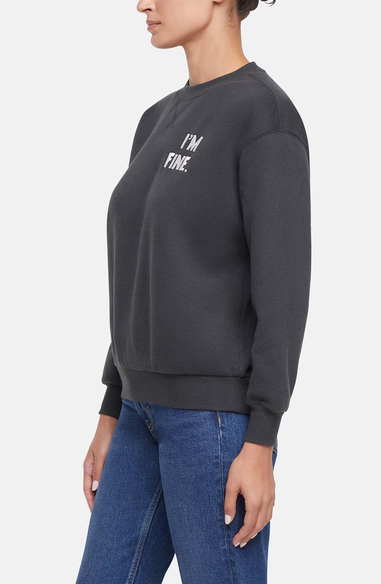 Wildfox I'm Fine Charlie Embroidered Sweatshirt, Alternate, color, Pirate Black