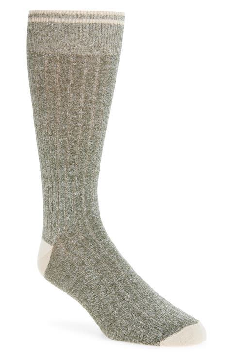 Ribbed Linen Blend Dress Socks