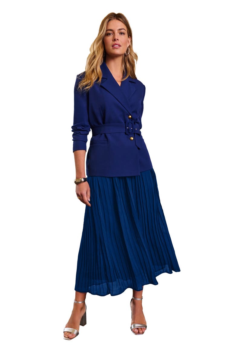Jacket & Pleated Skirt Suit, Main, color, EVENING BLUE