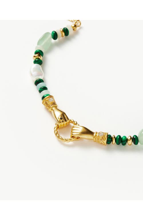 Missoma Harris Reed In Good Hands Beaded Gemstone Bracelet 18ct Gold Plated/multi Green Gemstone & Pearl Gol In Gold