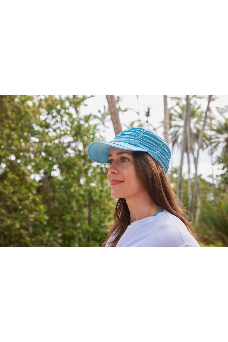 Ruched Sun Cap, Alternate, color, Lagoon