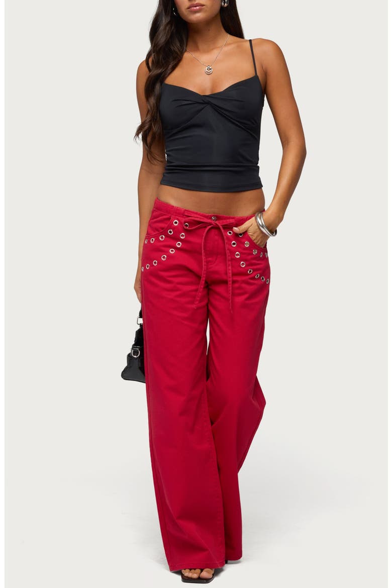 Kala Grommet Low Rise Baggy Jeans, Alternate, color, BURGUNDY