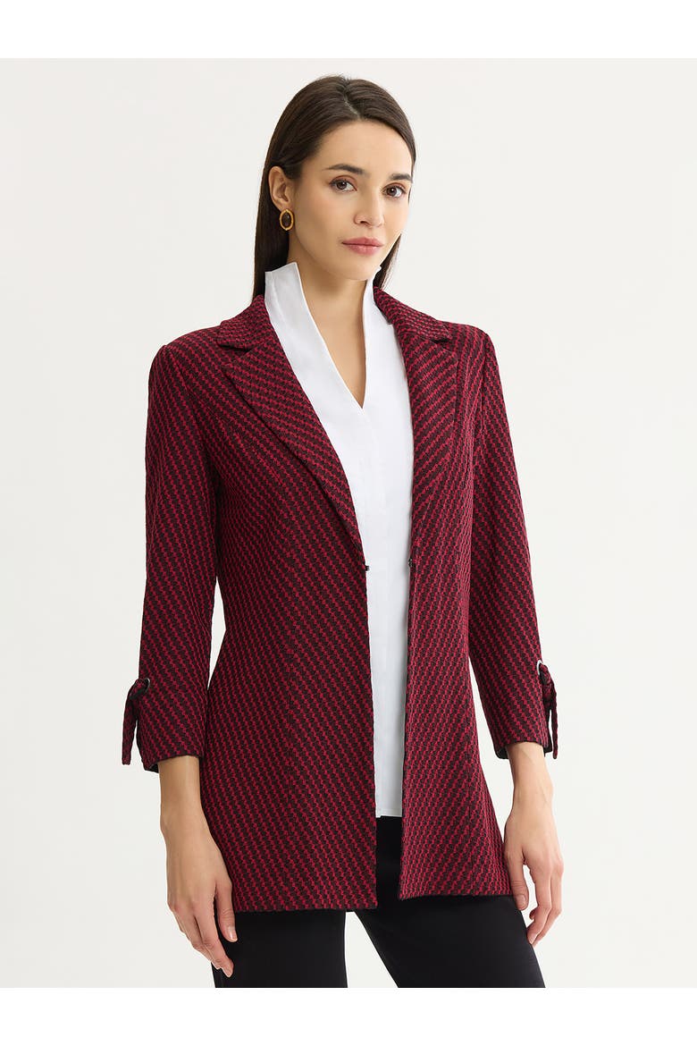 Tailored Tie Cuff Knit Jacket, Alternate, color, Scarlet Red/Black