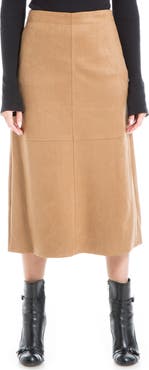 MAX STUDIO Faux Suede A-Line Midi Skirt