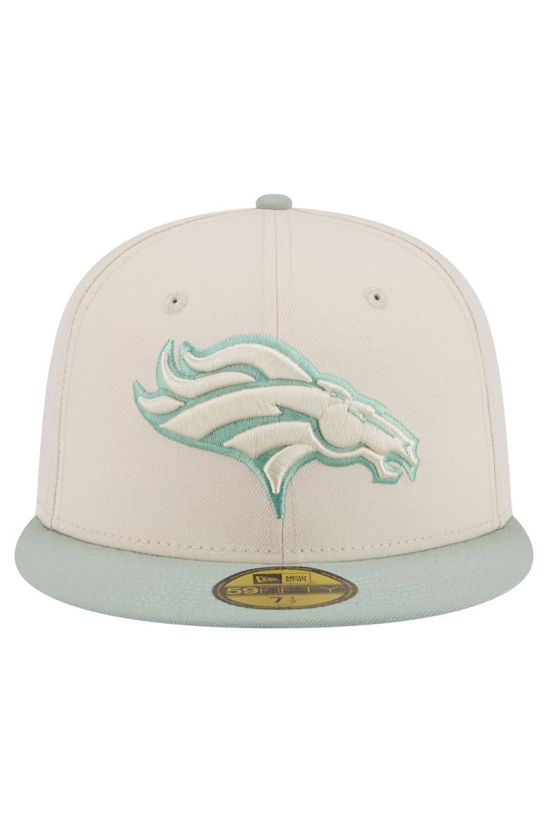 Men's New Era Cream/Light Green Denver Broncos Color Pack 59FIFTY Fitted Hat, Alternate, color, Cream